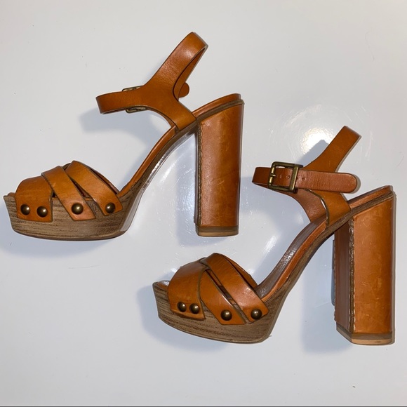 Chloe Shoes - Chloe Clog Cognac Brown Platform Chunky Heels
